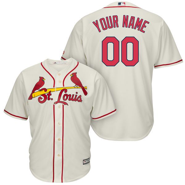 Men St. Louis Cardinals Majestic Cream Alternate Cool Base Custom MLB Jersey->customized mlb jersey->Custom Jersey
